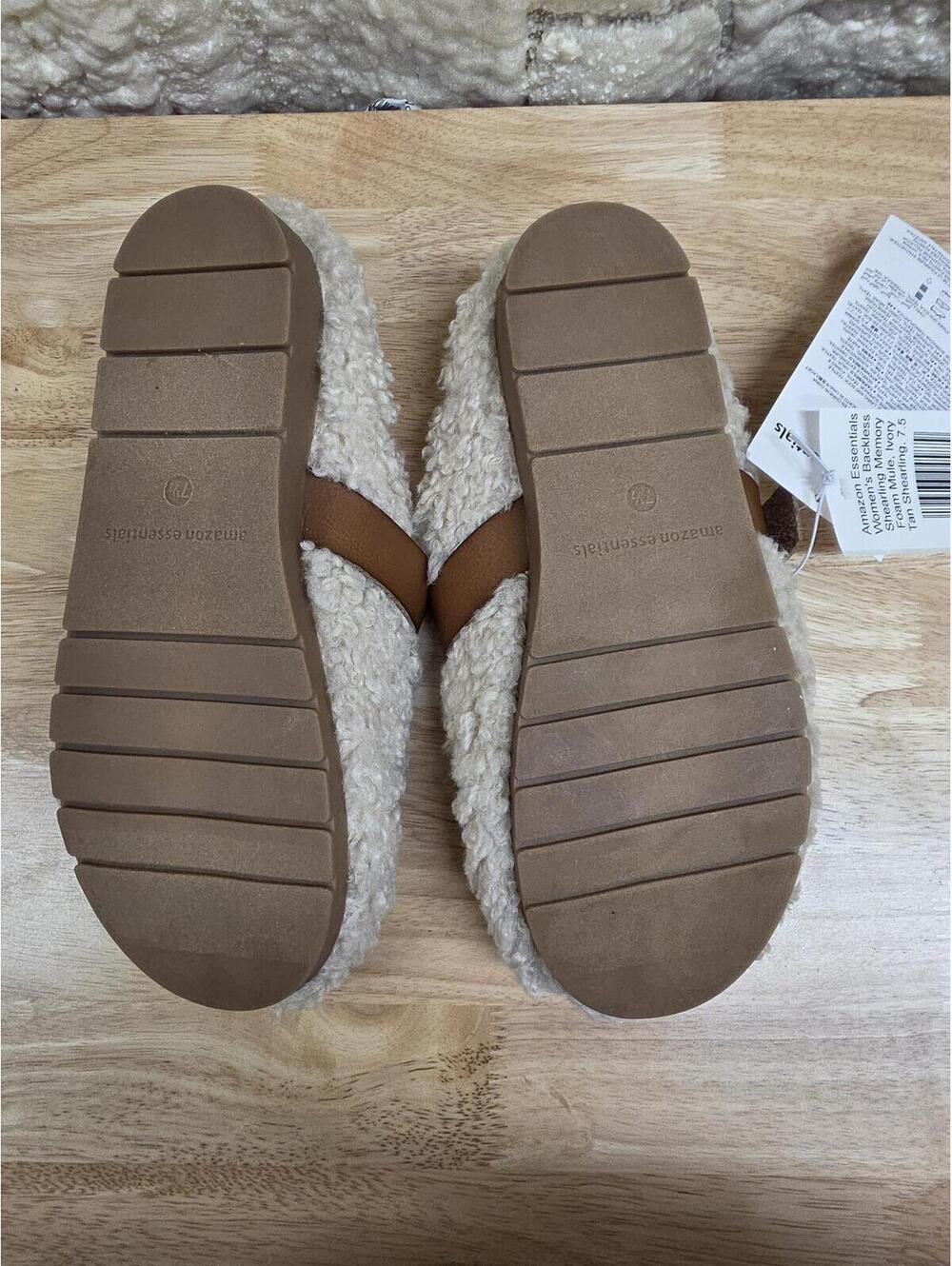 Amazon Essentials Backless Shearling Memory Foam Mule Ivory Tan Women’s 7.5 - Picture 4 of 10